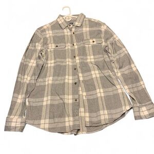 George Men's Gray and Cream Plaid Button-Down Shirt